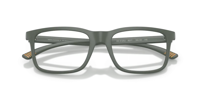 แว่นสายตา Armani Exchange AX3125U-8377 close-up ด้านหน้า ผิวสีเขียวเข้มด้าน