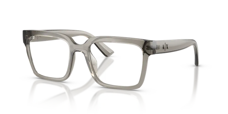 แว่นสายตา Armani Exchange AX3133U-8394 เทาโปร่งใสประกาย ทรงสี่เหลี่ยมจัตุรัส (Square) ฉีด มุมสามส่วน
