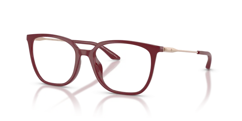 กรอบแว่นสายตา Armani Exchange AX3142U-8387 Shiny Bordeaux แว่นสายตา Armani Exchange AX3142U-8387 มุมเฉียง ทรงเรขาคณิตสีบอร์โดประกาย ขาแว่นสีทองชมพูประกาย สำหรับผู้หญิง