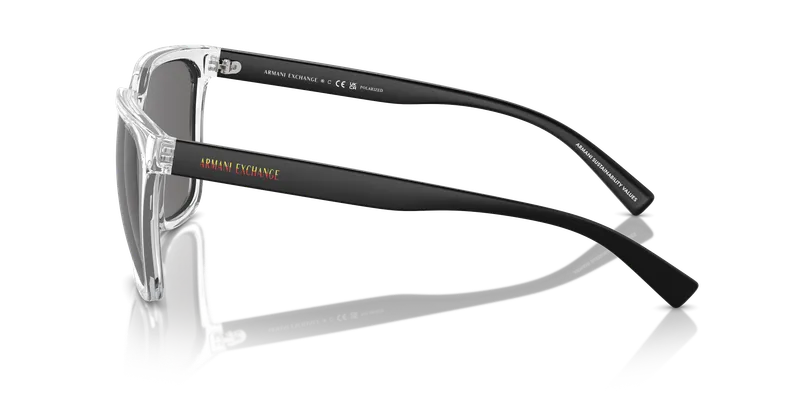 แว่นกันแดด Armani Exchange AX4108SF-823581 คริสตัลประกาย มุมข้างของขาวัสดุฉีดดำด้าน