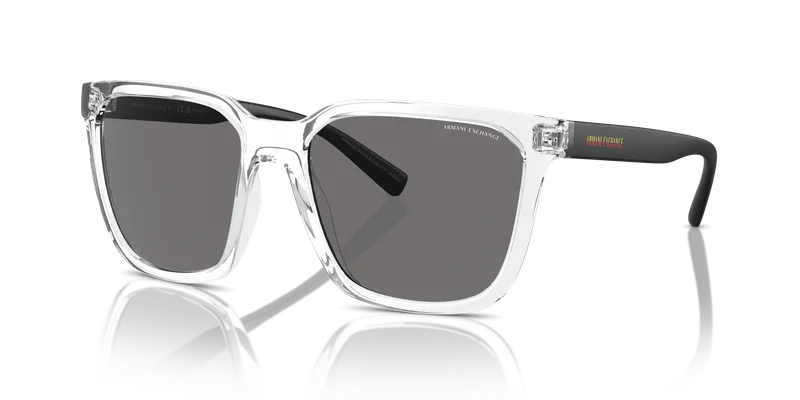แว่นกันแดด Armani Exchange AX4108SF-823581 Shiny Crystal Dark Grey Polarized แว่นกันแดด Armani Exchange AX4108SF-823581 คริสตัลประกายคู่ขาดำด้าน ทรงหมอนสำหรับผู้ชาย