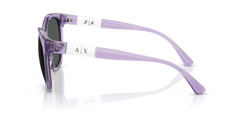 แว่นกันแดด Armani Exchange AX4120S-823687 ม่วงโปร่งใสประกาย ก้านสีเดียวกับหน้ากรอบมุมข้าง