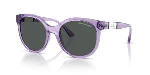แว่นกันแดด Armani Exchange AX4120S-823687 ม่วงโปร่งใสประกาย เลนส์เทาเข้ม สำหรับผู้หญิง