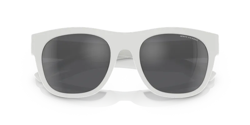 แว่นกันแดด Armani Exchange AX4128SU-83156G ขาวด้าน รายละเอียดเลนส์ปรอทเงินระยะใกล้
