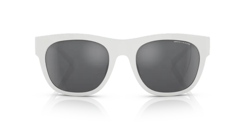 แว่นกันแดด Armani Exchange AX4128SU-83156G ขาวด้าน เลนส์เทาปรอทเงิน ทรงหมอนด้านหน้า