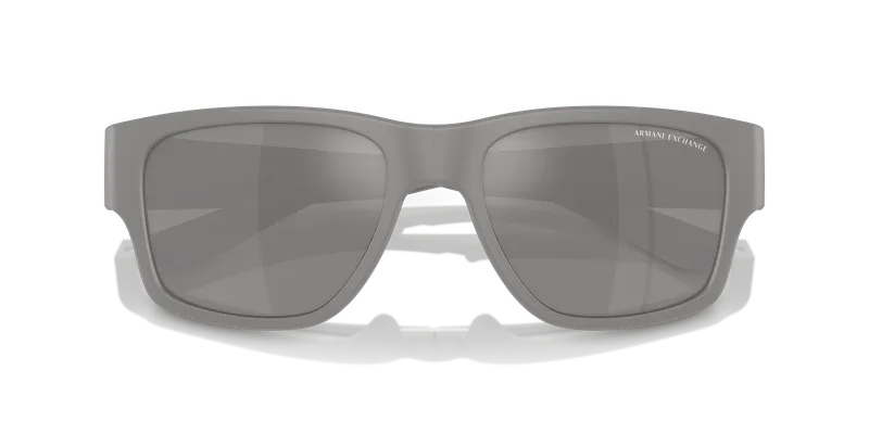 แว่นกันแดด Armani Exchange AX4141SU-81806G เทาด้าน รายละเอียดเลนส์เทาปรอทเงินใกล้หน้า
