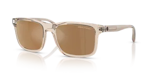 แว่นกันแดด Armani Exchange AX4145SF-83445A มุมเฉียง อะซิเตทสีน้ำตาลโปร่งใสประกาย เลนส์น้ำตาลมิเรอร์ทองโพลาไรซ์ สำหรับผู้ชาย