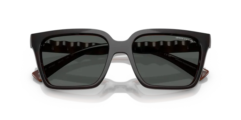 แว่นกันแดด Armani Exchange AX4147SF-835887 น้ำตาลโปร่งใสประกาย หน้ากรอบอะซิเตทระยะใกล้