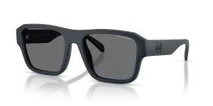 แว่นกันแดด Armani Exchange AX4154SU-837187 มุมเฉียง กรอบสี่เหลี่ยมจัตุรัสสีโอปอลน้ำเงินด้านเต็มขอบ เลนส์สีเทา สำหรับผู้ชาย