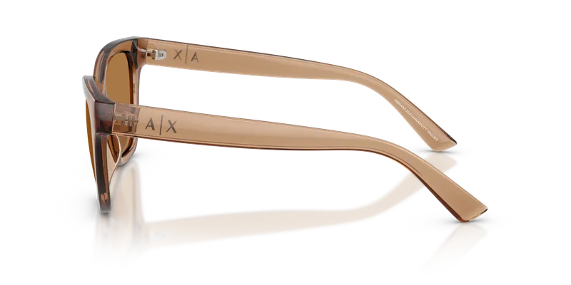 แว่นกันแดด Armani Exchange AX4164SU-839673 มุมข้าง ขาแว่นน้ำตาลโปร่งใสประกาย