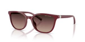 แว่นกันแดด Armani Exchange AX4168SU-8387E2 มุมเฉียง กรอบบอร์โดประกายทรงตาแมว เลนส์น้ำตาลและม่วงไล่ระดับดำ สำหรับผู้หญิง