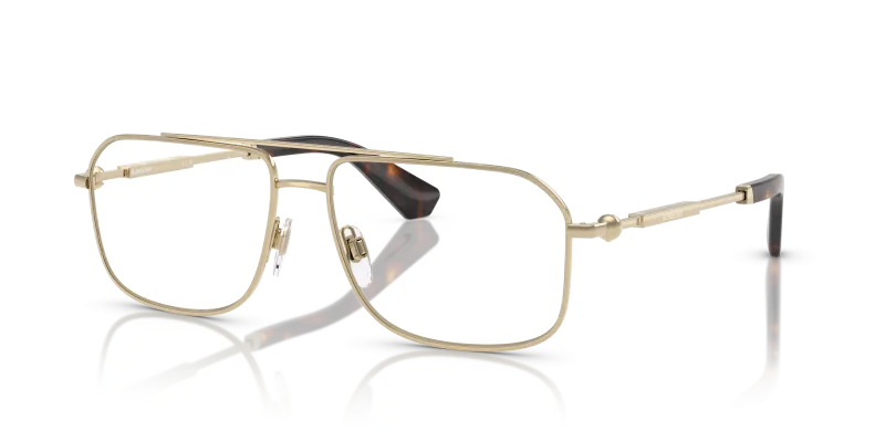 แว่นสายตา Burberry BE1391-1109 มุมเฉียง กรอบโลหะทรงสี่เหลี่ยมสีทองอ่อนผิวขัดเงาแบบเต็มขอบ สำหรับผู้ชาย