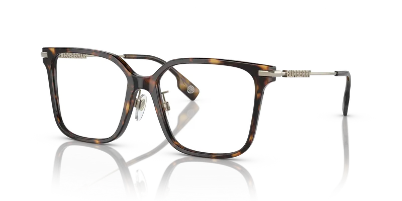 แว่นสายตา Burberry BE2376-3002 มุมเฉียง อะซิเตทฮาวานาเข้มทรงสี่เหลี่ยมจัตุรัส ขาโลหะทองอ่อน สำหรับผู้หญิง