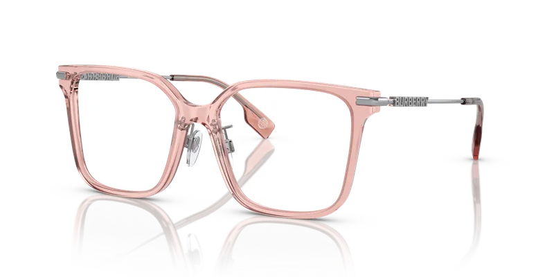 กรอบแว่นสายตา Burberry BE2376-4069 Rose แว่นสายตา Burberry BE2376-4069 มุมเฉียง อะซิเตทสีกุหลาบผิวประกาย ขาโลหะสีเงิน สำหรับผู้หญิง