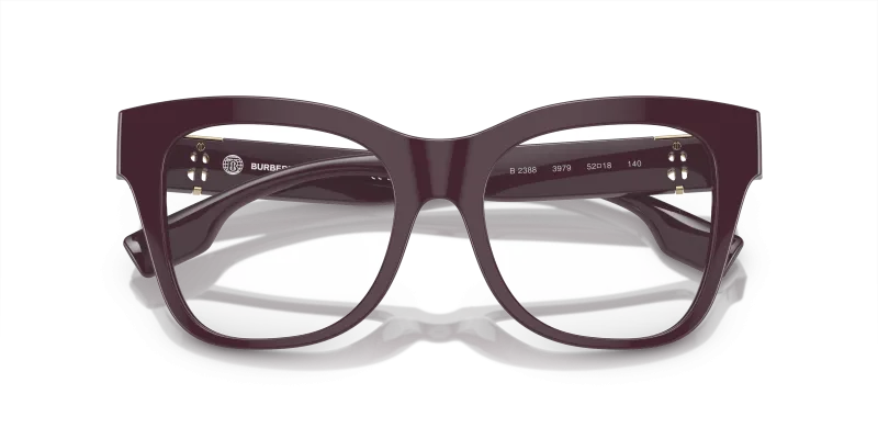 แว่นสายตา Burberry BE2388-3979 close-up ด้านหน้า ผิวบอร์โดขัดเงา