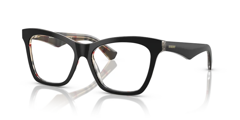 แว่นสายตา Burberry BE2416F-4121 ท็อปดำพื้นลายเช็ควินเทจ อะซิเตทเต็มขอบ สำหรับผู้หญิง