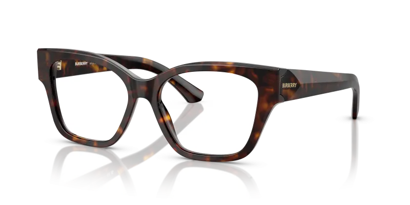 แว่นสายตา Burberry BE2420-3002 มุมเฉียง กรอบอะซิเตททรงตาแมวสีฮาวานาเข้มผิวขัดเงาแบบเต็มขอบ สำหรับผู้หญิง