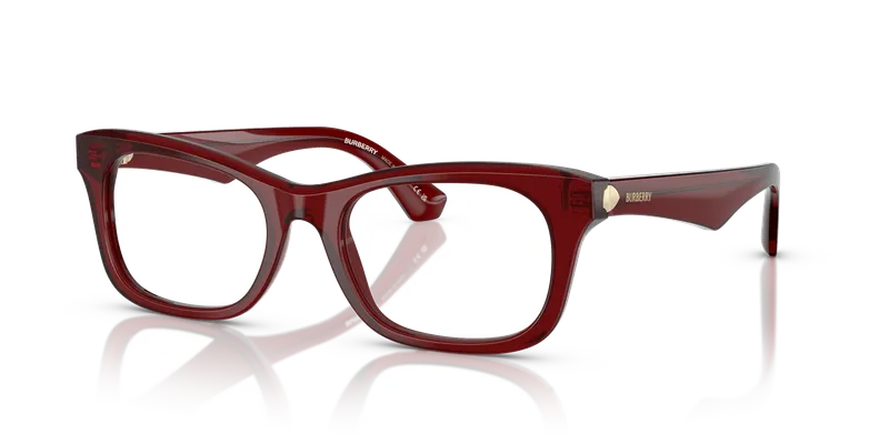 กรอบแว่นสายตา Burberry BE2422F-4128 Bordeaux แว่นสายตา Burberry BE2422F-4128 มุมเฉียง บอร์โด ทรงสี่เหลี่ยม สำหรับผู้หญิง