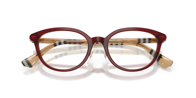 แว่นสายตา Burberry BE2435D-4176 close-up ด้านหน้า ผิวบอร์โดขัดเงา
