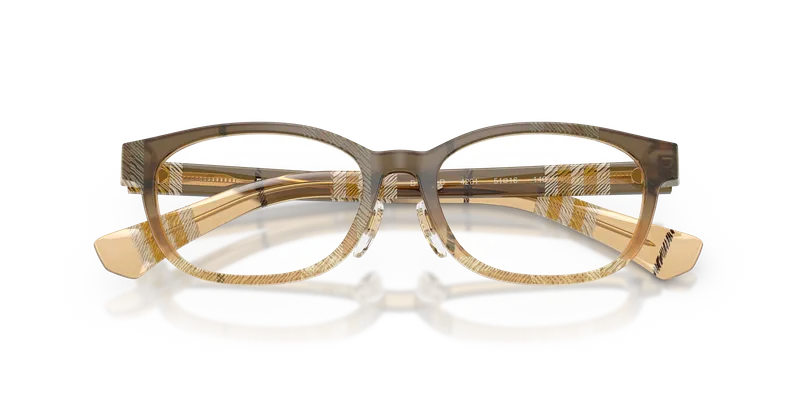 แว่นสายตา Burberry BE2447D-4201 สีเบจเช็ค ระยะใกล้ด้านหน้า