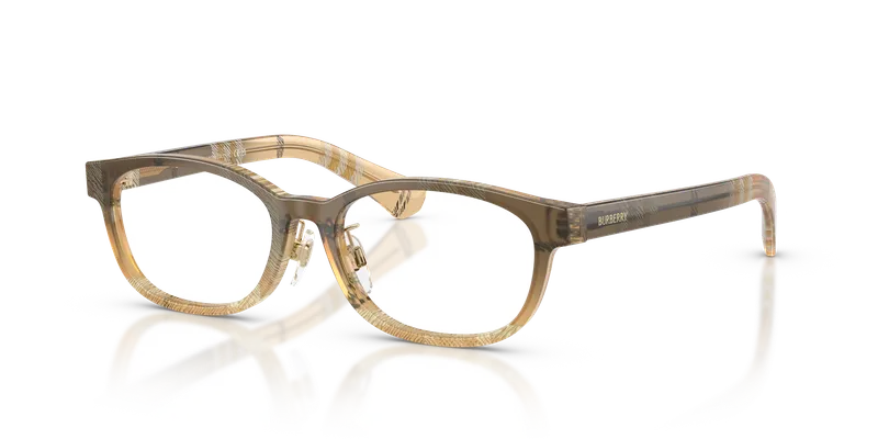 แว่นสายตา Burberry BE2447D-4201 สีเบจเช็ค ทรงวงรี (Oval) อะซิเตท มุมสามส่วน