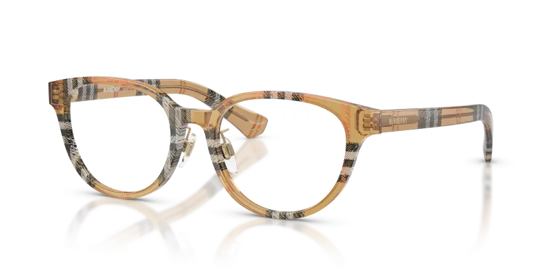 แว่นสายตา Burberry BE2448D-4163 ทรงแฟนทอส กรอบอะซิเตทสีทรายลายหมากรุก สำหรับผู้หญิง