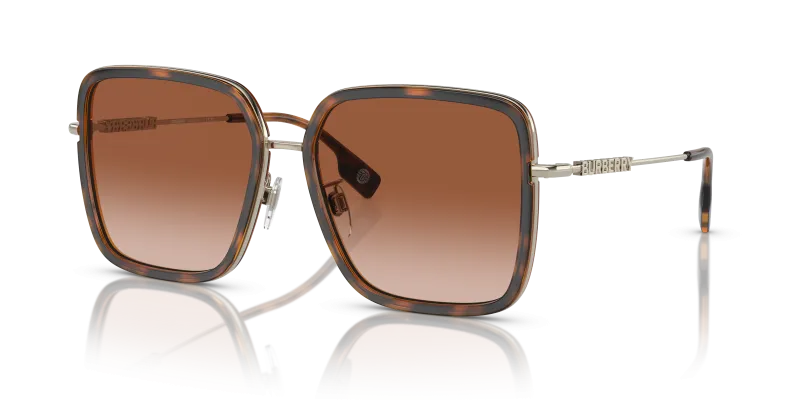 แว่นกันแดด Burberry BE3145D-110913 Dark Havana Brown Gradient แว่นกันแดด Burberry BE3145D-110913 ทรงสี่เหลี่ยมจัตุรัส หน้ากรอบฮาวานาเข้ม ก้านทองอ่อน เลนส์ไล่ระดับสีน้ำตาล สำหรับผู้หญิง