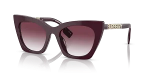 แว่นกันแดด Burberry BE4372U-39798H ทรงตาแมว หน้ากรอบอะซิเตทสีบอร์โด เลนส์ไล่ระดับสีม่วง สำหรับผู้หญิง