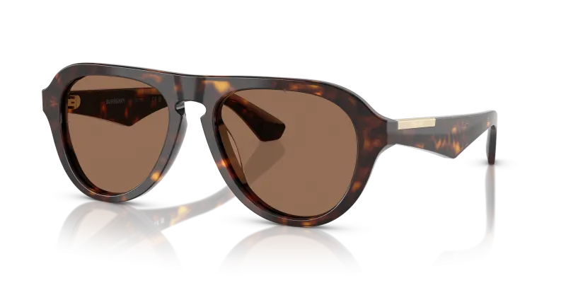แว่นกันแดด Burberry BE4437U-300273 มุมเฉียง กรอบอะซิเตททรงนักบินสีฮาวานาเข้ม เลนส์น้ำตาลเข้ม สำหรับผู้ชาย