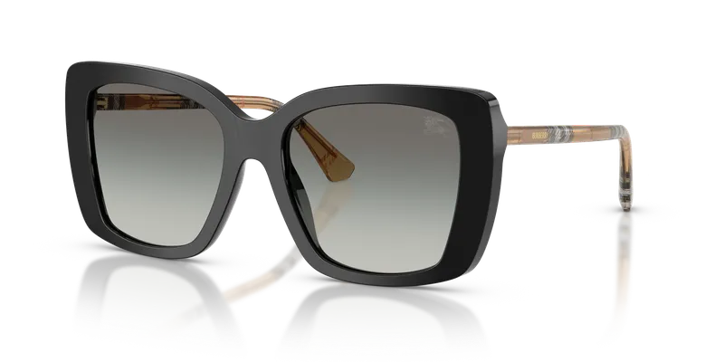 แว่นกันแดด Burberry BE4456F-416111 Black Grey Gradient แว่นกันแดด Burberry BE4456F-416111 ดำ ขาสีทรายลายหมากรุก เลนส์เทาไล่ระดับ ผู้หญิง