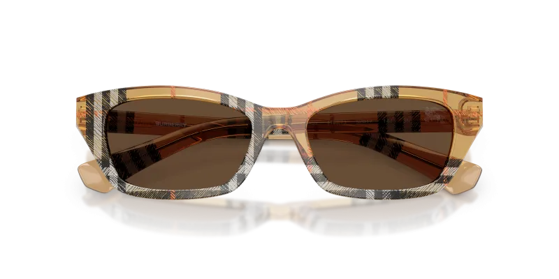 Burberry BE4488-416373 Check Sand Dark Brown close-up ด้านหน้า