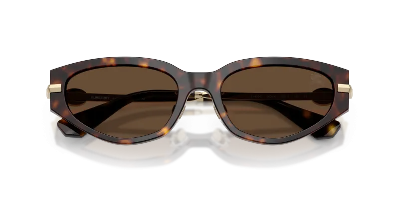 แว่นกันแดด Burberry BE4493D-300273 close-up ด้านหน้า หน้ากรอบสีฮาวานาเข้มขัดเงา