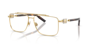 แว่นสายตา Dolce & Gabbana DG1368-02 มุมเฉียง ทรงนักบินสีทอง ขาแว่นสีดำ สำหรับผู้ชาย