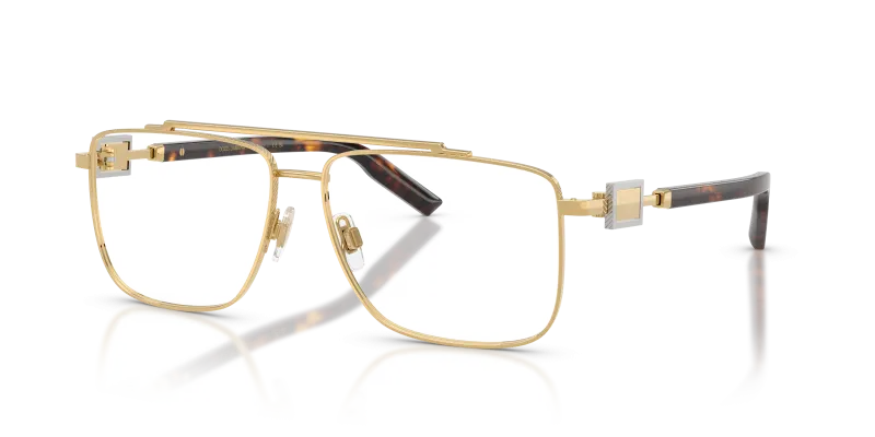 กรอบแว่นสายตา Dolce & Gabbana DG1368-02 Gold แว่นสายตา Dolce & Gabbana DG1368-02 มุมเฉียง ทรงนักบินสีทอง ขาแว่นสีดำ สำหรับผู้ชาย