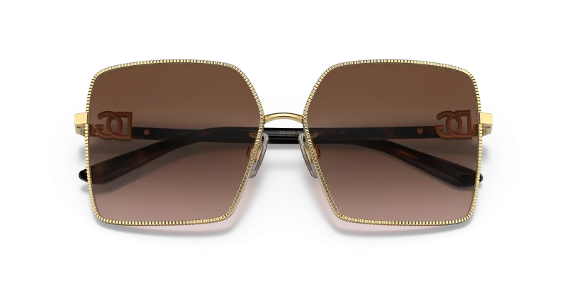 แว่นกันแดด Dolce & Gabbana DG2279-02/13 close-up ด้านหน้า สีทองขัดเงา