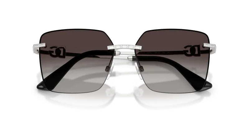 แว่นกันแดด Dolce & Gabbana DG2332B-05/8G close-up ด้านหน้า โลหะสีเงินขัดเงา