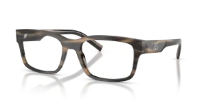 แว่นสายตา Dolce & Gabbana DG3352-3200 ทรงสี่เหลี่ยมผืนผ้า กรอบอะซิเตทสีบุหรี่แถบ สำหรับผู้ชาย