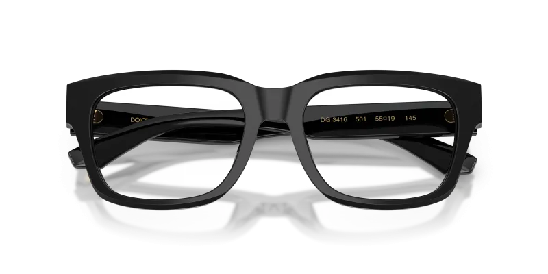 แว่นสายตา Dolce & Gabbana DG3416-501 close-up ด้านหน้า สีดำขัดเงา