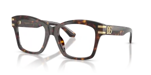 แว่นสายตา Dolce & Gabbana DG3419-502 มุมเฉียง กรอบอะซิเตทลายเต่าสีฮาวานาขัดเงา เต็มขอบ สำหรับผู้หญิง