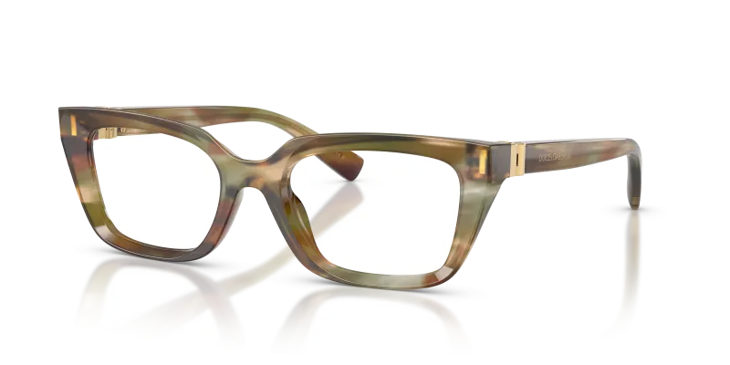 แว่นสายตา Dolce & Gabbana DG3436-3446 ทรงสี่เหลี่ยมสีเหลืองน้ำตาลลายเส้น สำหรับผู้หญิง