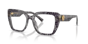 แว่นสายตา Dolce & Gabbana DG3441-3471 มุมเฉียง กรอบอะซิเตทลายพิมพ์ลูกไม้สีดำผิวขัดเงา สำหรับผู้หญิง