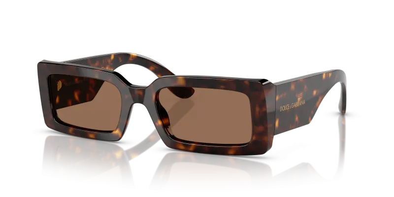 แว่นกันแดด Dolce & Gabbana DG4416-193573 ทรงสี่เหลี่ยมผืนผ้า กรอบอะซิเตทลายฮาวานา เลนส์น้ำตาลเข้ม สำหรับผู้หญิง