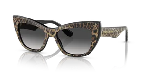 แว่นกันแดด Dolce & Gabbana DG4417-31638G มุมเฉียงตาแมวอะซิเตทน้ำตาลลายเสือดาวและดำ เลนส์เทาไล่ระดับ ไซซ์ 54