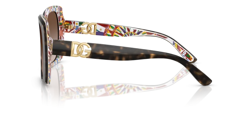 แว่นกันแดด Dolce & Gabbana DG4475-321713 มุมข้าง ขาแว่นลายเต่าฮาวานาพื้นแบร์โรว์ขาว