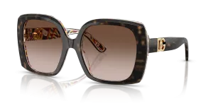 แว่นกันแดด Dolce & Gabbana DG4475-321713 มุมเฉียง กรอบอะซิเตทลายเต่าฮาวานาพื้นแบร์โรว์ขาว เลนส์น้ำตาลไล่ระดับ สำหรับผู้หญิง