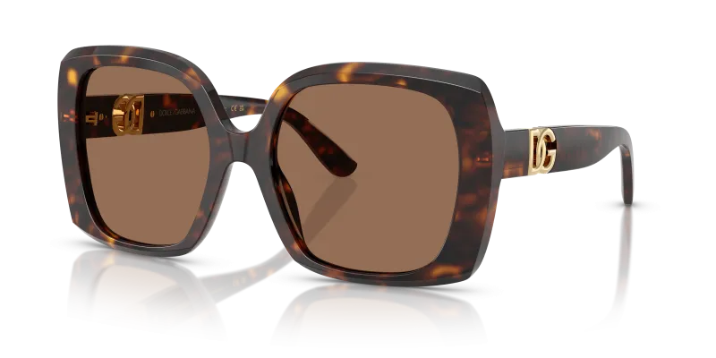 แว่นกันแดด Dolce & Gabbana DG4475-502/73 มุมเฉียง กรอบอะซิเตทลายเต่าฮาวานา เลนส์น้ำตาลเข้ม สำหรับผู้หญิง