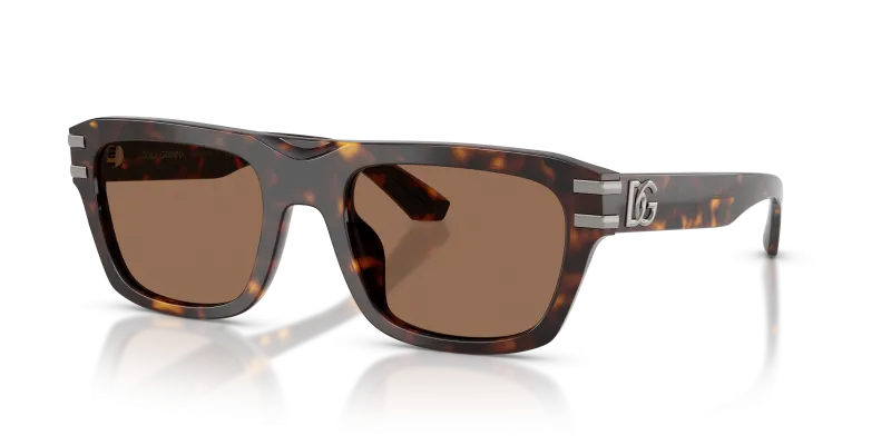 แว่นกันแดด Dolce & Gabbana DG4496-502/73 ทรงสี่เหลี่ยมผืนผ้า กรอบอะซิเตทลายฮาวานา เลนส์น้ำตาลเข้ม สำหรับผู้ชาย