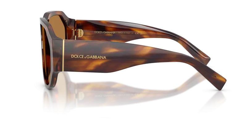แว่นกันแดด Dolce & Gabbana DG4504-306373 มุมข้าง ขาแว่นอะซิเตทแถบน้ำตาล