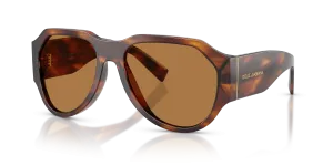 แว่นกันแดด Dolce & Gabbana DG4504-306373 ทรงนักบิน กรอบอะซิเตทแถบน้ำตาล เลนส์สีบรอนซ์ สำหรับผู้ชาย