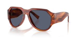 แว่นกันแดด Dolce & Gabbana DG4504-32212V ทรงนักบิน กรอบอะซิเตทสีขิงลายเส้น เลนส์น้ำเงินเข้มโพลาไรซ์ สำหรับผู้ชาย